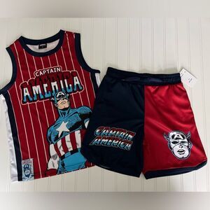 Marvel's Captain America Tank and Short Set Boys- Size 7/8
